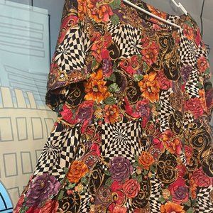 Vintage Handmade Whimsical Abstract Midi Dress